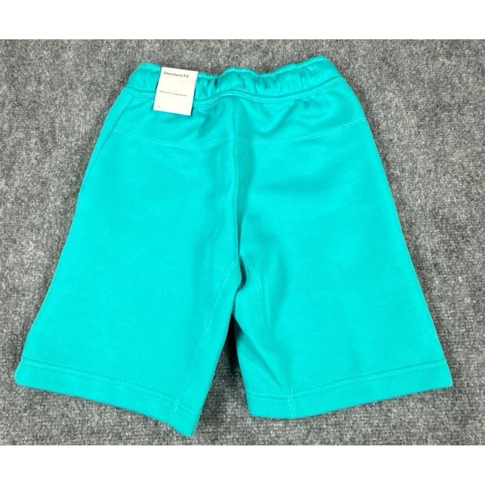Nike Tech Kids Small Teal Green Fleece Drawstring Shorts Zip Pocket NWT